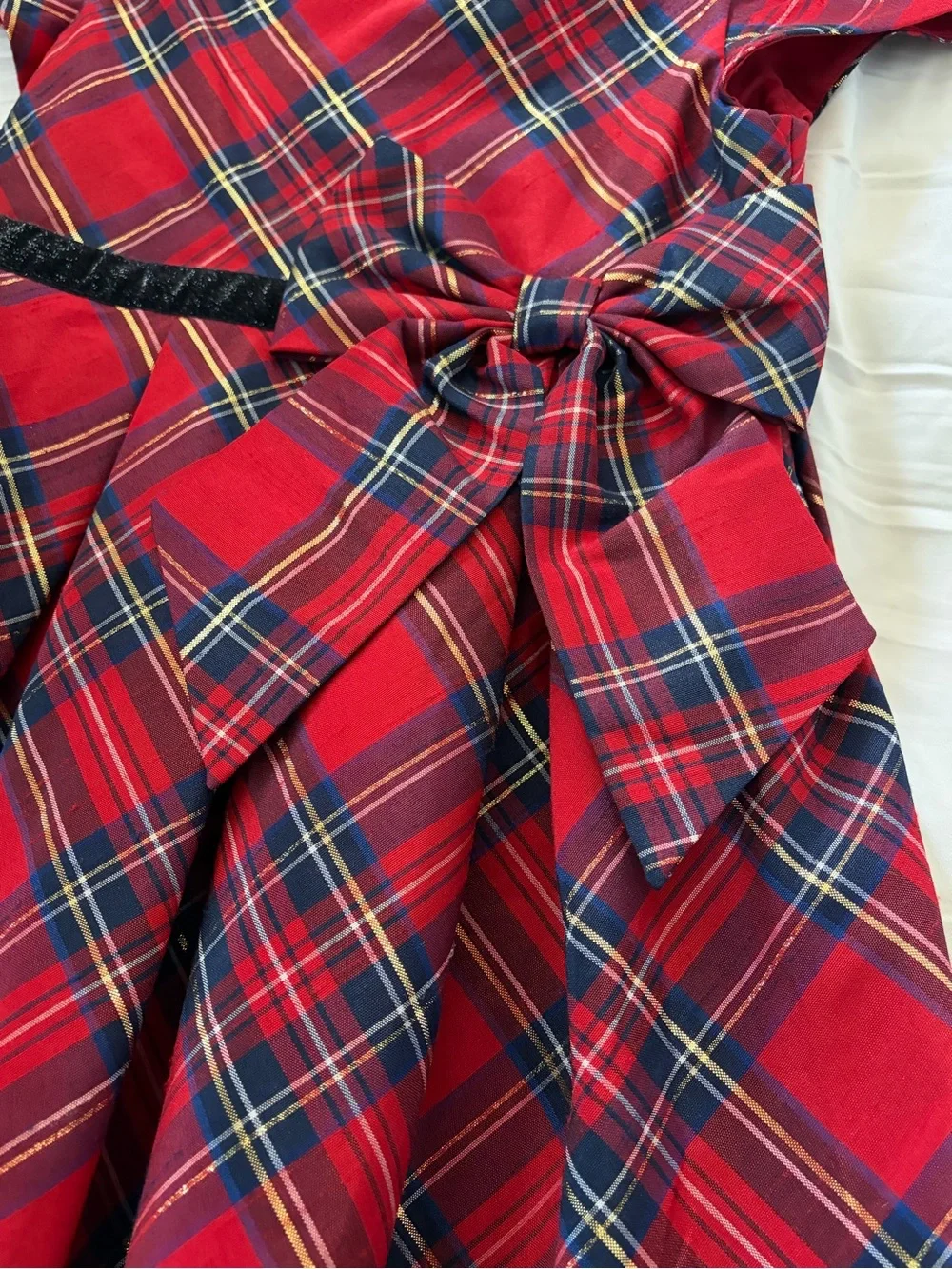 American Girl Red Plaid Holiday Dress with Bow